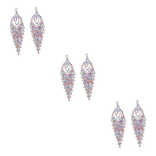 Boucles d'oreilles longues strass franges bijoux de soirée