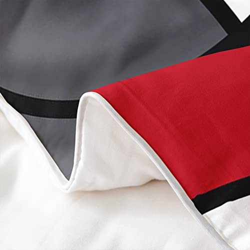 Parure de lit coton motif abstrait design graphique noir et rouge - 6