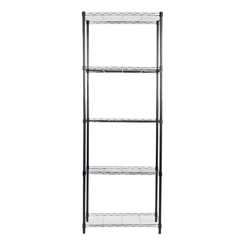 Image of 5-Shelves Wheels Heavy Duty Steel Storage Rack | Multipurpose Shelving Unit for Kitchen, Home & Utility (Black, 5 Shelves Wheels)