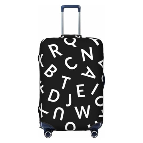 White Letters On Black Travel Luggage Cover Suitcase Protector Bag,Dust-Proof Fits 18-32 Inch Luggage,Suitcase Sleeve For Kid And Adult,Medium