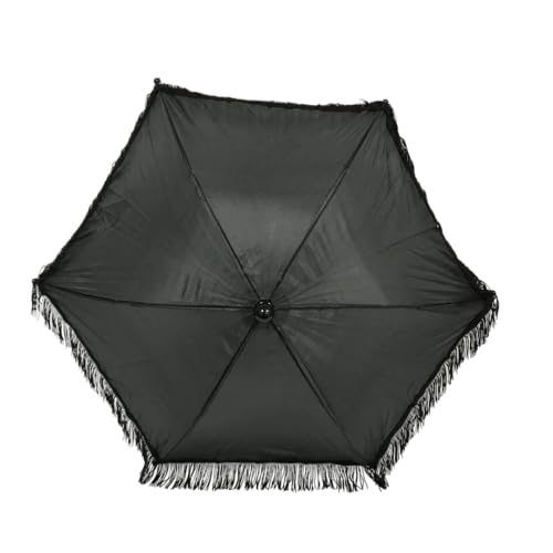 Mardi Gras Spot Black Decorative Umbrella with Fringe 14.5 (Each)