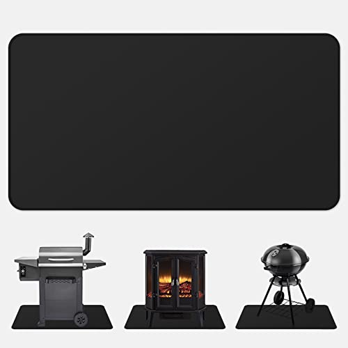 FLASLD - Tapis de cheminée résistant au feu 60 x 104 cm, Tapis Anti-éclaboussures pour Barbecue...