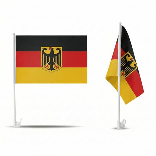 2er Set Auto Fahne Deutschland - Autofahnen Deutsche Flagge 30 x 45 cm Fußball Fanartikel WM & EM Länderflagge Deutschland