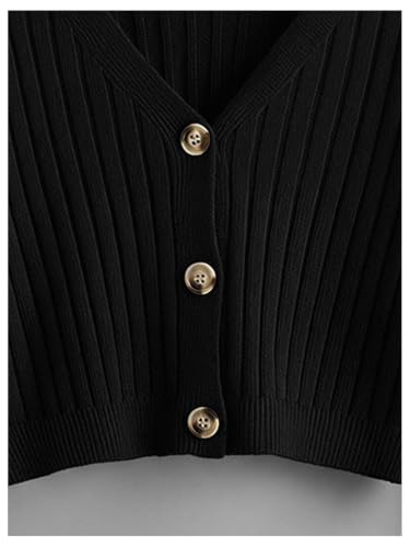 Image of SweatyRocks Women's Long Sleeve Button Front V Neck Soft Cardigan Sweaters