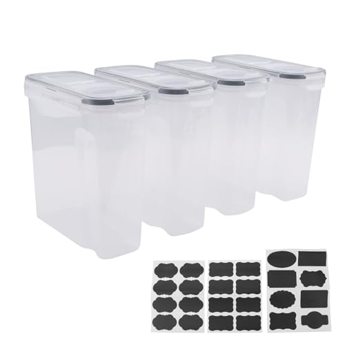 Kueohse Juego de 4 recipientes herméticos de polipropileno, 2,5 l, para aperitivos y azúcar