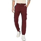 Campus Sutra Men's Regular Fit Cargo Pants (CBCS22_CSMSSCR5569_Maroon_30)