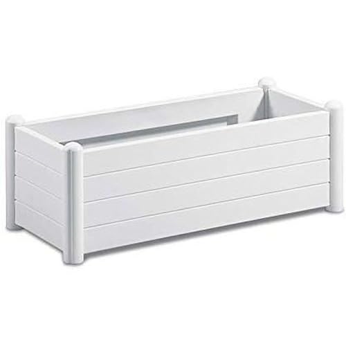 Stefanplast Bac à Fleurs Italia Rectangulaire Blanc en résine robuste de 80L pour extérieur - 3