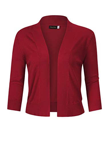 image for GloryStar Women's 3/4 Sleeve Open Front Cropped Cardigan Sweater Light