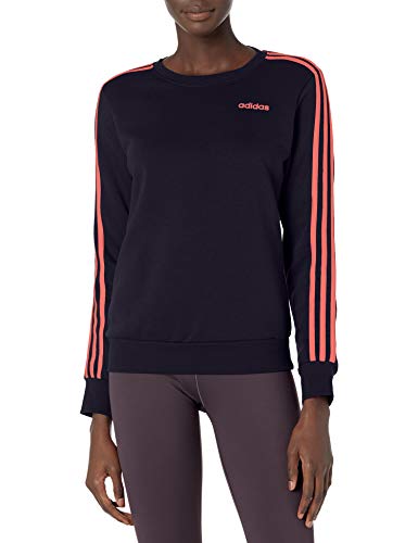 adidas womens Essentials 3-Stripes Sweatshirt Ink/Signal Pink Medium