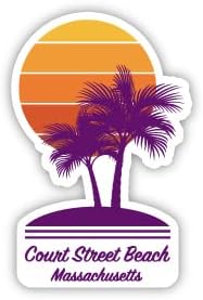 Court Street Beach Massachusetts Souvenir Vinyl Decal Sticker Palm Design 2 Inch