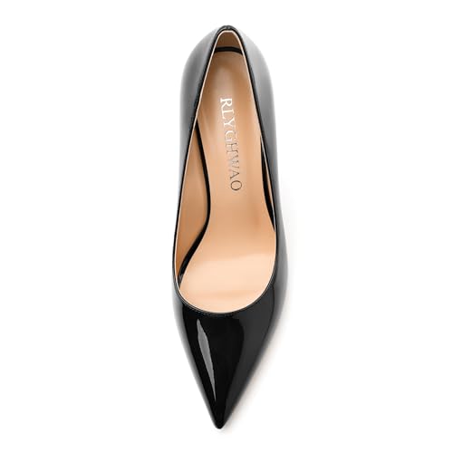 Women's Pumps, Pointed Toe Slip On High Heels, Fashion Solid Patent High Heel Shoes for Women3