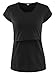 Liu & Qu Women's Maternity Layered Irregular Nursing Shirt Tops Short & Long Sleeve for Breastfeeding (L, A.Black)
