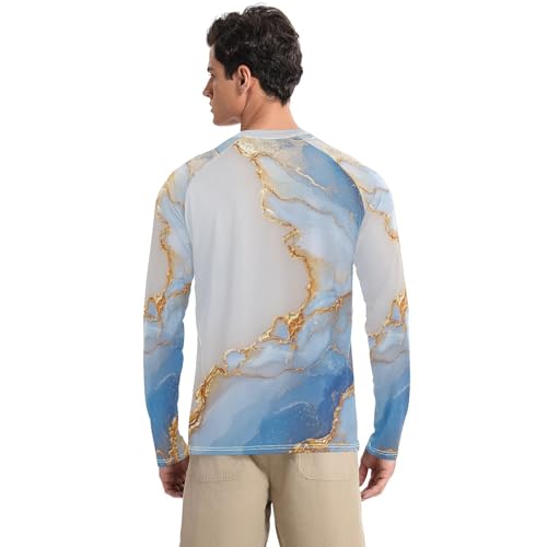Marble White White Men's Rash Guard Fishing Comfort Men's Sun Protection Long Sleeve Hiking2