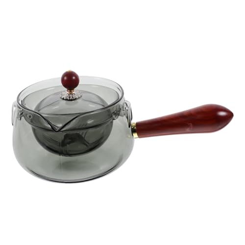 Baluue Tetera Giratoria de Vidrio con Mango Lateral de Madera Resistente al Calor Filtro Integrado para Infusión de Té Diseño Duradero y Ergonómico para Hogar y Oficina Capacidad