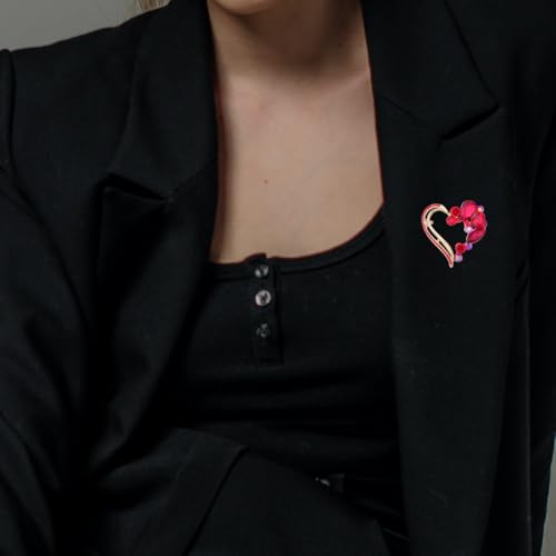Image of Heart Brooches for Women Rhinestone Crystal Heart Brooch Pin Gift for Wife Girlfriend