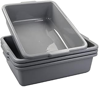 Vcansay 24 L Commercial Washing Up Basin, Plastic Bus Tubs, 4-Pack