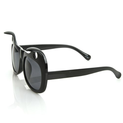 zeroUV Designer Inspired Womens Fashion Curled Cat Ear Cut-Out Cat Eye Sunglasses3