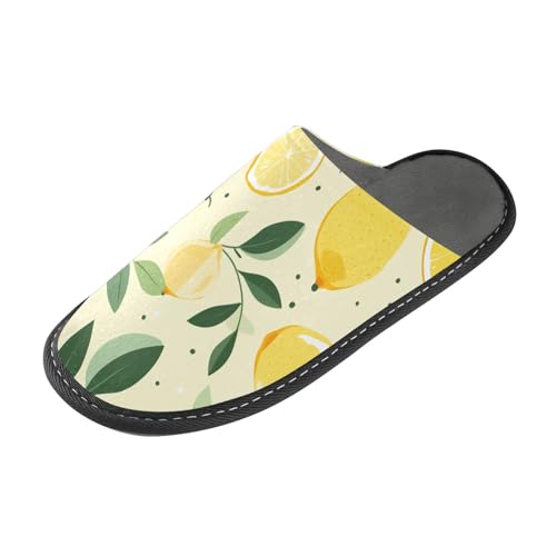 Lemon Fuzzy Slippers Soft Home Bedroom Slippers for Women Men House Shoes