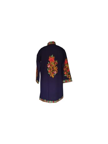 Image of Women Woolen Jacket With Kashmiri Embroidery Winter Wear Long Jacket For Women (Blue-5, X Large)