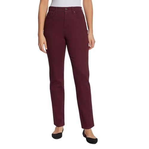 Gloria Vanderbilt Women&rsquo;s Amanda Classic 5-Pocket Stretch Denim Jeans, Natural Waist, Tapered Leg (Red, 14 Average)