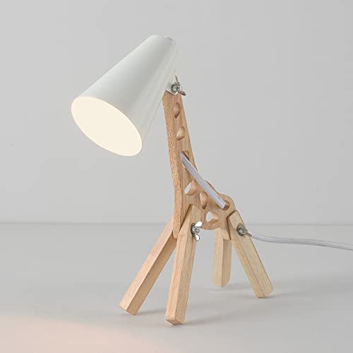 Image of GLOBE Electric 52210 Gigi Giraffe 11 inch Wooden Novelty Lamp, White Shade, in-Line On /Off Rocker Switch