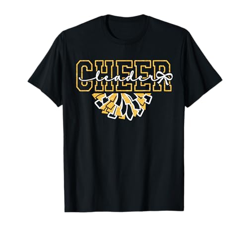 Cheer Leader Era Youth Cheerleader Cheerleading Black Gold T-Shirt