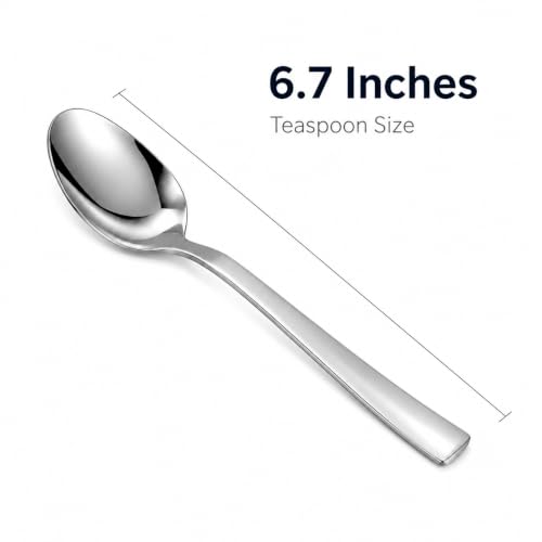 Image of SANTUO 8-Piece Teaspoon Set, Stainless Steel Small Spoons, Mirror Polished Dishwasher Safe Tea Spoons for Coffee, Tea, Dessert, Yogurt and Snacks