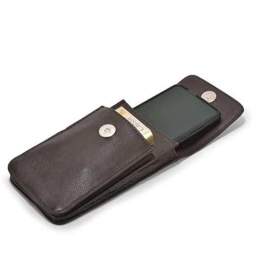 Zacharias Men's Genuine Leather Mobile/Cellphone Holder/Holster Belt Pouch (Brown_Pack of 1)