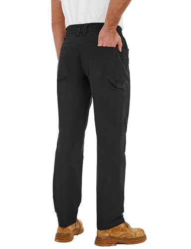 Lzzidou Men's Lightweight Casual Work Pants, Quick Dry Water Resistant 5 Pocket Utility Pants Ripstop Straight-Fit Workwear2