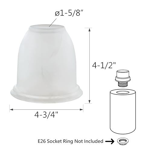 Aspen Creative 23177-73-4 Transitional Style Frosted Alabaster Ceiling Fan Glass Shade, 1-5/8" Fitter Size, 4-3/4" Diameter x 4-1/2"Height, 4 Pack by Aspen Creative - Image 3