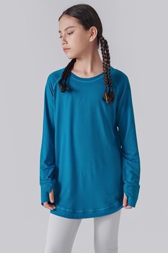 Image of Liberty Pro 2-Pack Girls' Loose Fit Long Sleeve Tunic Tops with Pockets and Thumb Holes, Casual T Shirts for Tween Kids