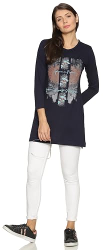 Image of In Love Women's Plus Size Printed Long Tops, Round Neck 3 /4 Sleeve Relaxed Fit Longline T-Shirt Tunic