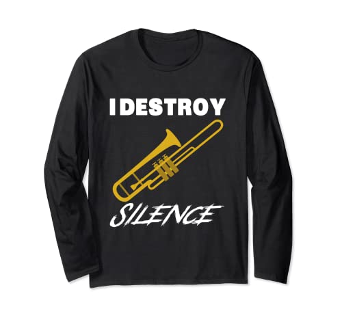 Camiseta de trombón de bajo divertido - Destruyo el silencio Año Nuevo Manga Larga Cover