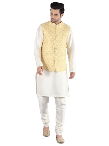 Image of Uri and MacKenzie Men's Silk Blend Kurta Pajama with Designer Ethnic Nehru Jacket /Modi Jacket