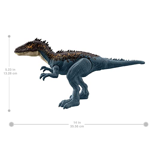 Mattel Jurassic World Mega Destroyers Carcharodontosaurus Posable Dinosaur Action Figure Toy with Attack and Breakout Features, Blue
