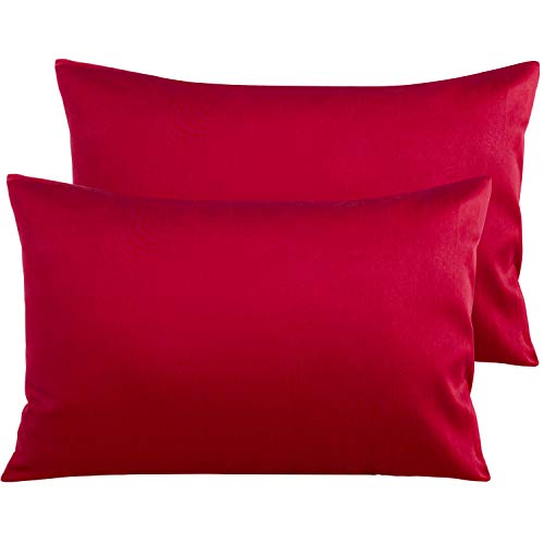 NTBAY Egyptian Cotton Queen Pillowcases - Set of 2 500 Thread Count Cotton Pillowcases - Soft and Breathable Envelope Closure Pillow Cases - 20x30 Pillow Covers for Bed Red