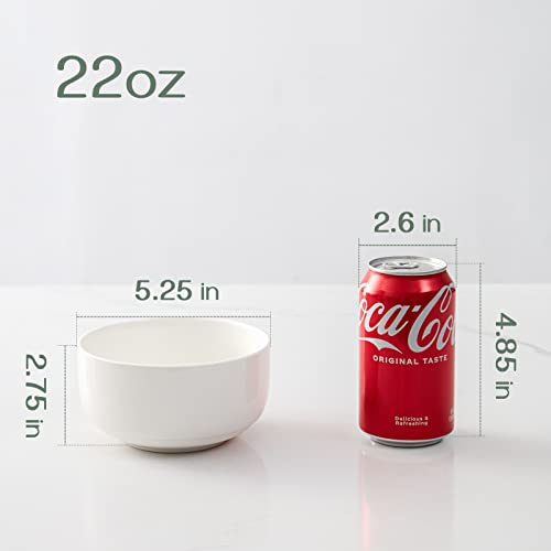 Dowan Cereal Bowl, 22 Ounce Ceramic Soup Bowls, White Bowls For Cereal Soup Rice Pasta Salad, Porcelain Bowls For Kitchen, Dishwasher & Microwave Safe, Fathers Day Gift #TOP2