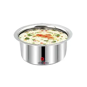 Abizona Essential Stainless Steel Heavy Base Thick Round Bottom Tope Bhagona Patila Cookware Milkpan Tapeli Utensil Set for Daily Kitchen Use, Gas Stove Friendly (26.5Cm-5Ltr)