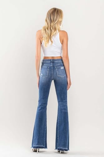 Flying Monkey - Farewell - High Rise Distressed Insert Panel Released Hem Flare Jeans - F40482