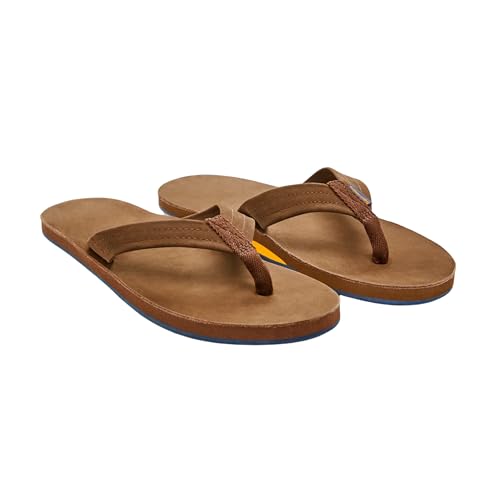 Image of Hari Mari- Fields- Men's Nubuck Leather Flip Flops with Colorful Outsole- No Break Ins, Firm Arch Support, Soft Squeeze Eva Midsole and Beveled Edge to Reduce Tripping