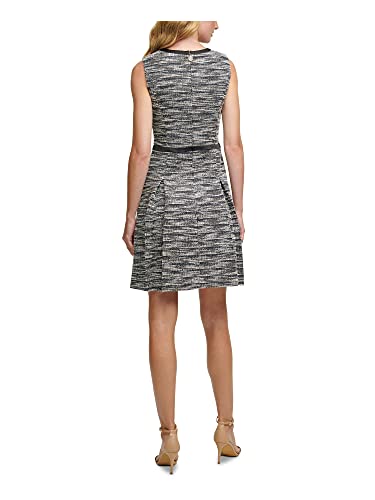 Tommy Hilfiger Womens Black Tweed Sleeveless Jewel Neck Short Wear To Work Fit + Flare Dress 18 #TOP1