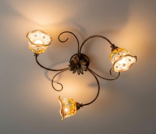 Plafonnier en fer forgé 3 lumières E14 lustre rustique