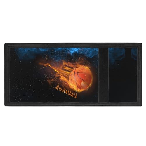 Basketball Fire Print Wallet ID Cards, Credit Cards, Coins, Cash Holder Purses for Boy4