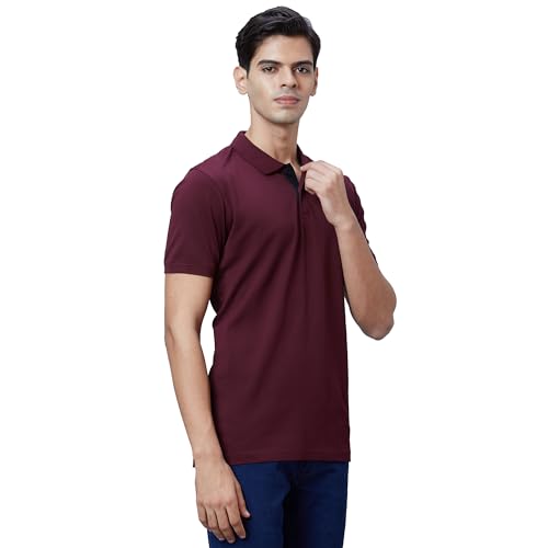 Image of Park Avenue Slim Fit Pure Cotton Print Pattern Polo Neck Casual T-Shirt