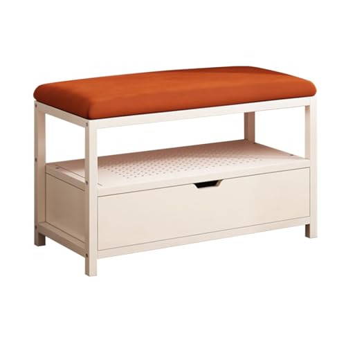 Shoe Changing Stool Soft Bag Shoe Changing Stool for Doorstep Shoe Cabinet for Sitting at Home Carbon Steel Frame Bench Length 60cm/80cm(Orange,60 * 32 * 45cm)