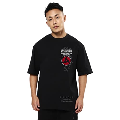 Image of Bewakoof Men's Graphic Printed 100% Cotton T-Shirt - Oversized Fit, Round Neck, Half Sleeves