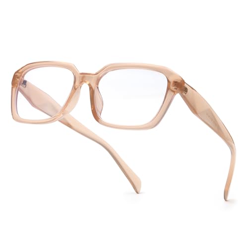 SODQW Designer Blue Light Blocking Glasses for Women Square Frame Anti Glare Reduce Eyestrain Computer Eyeglasses