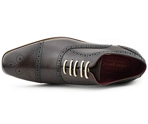 Asher Green AG114 Men's Genuine Leather Oxfords, Cap Toe, Lace Up, Brogue - Teal, Tan, Brown, Green, Grey4