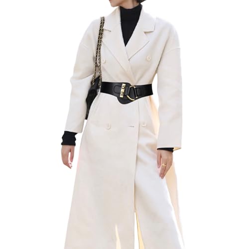 AIBEARTY Women's Genuine Leather Elastic Wide Cincher Belt Vintage Stretchy Corset Belt Waistband for Dresses Coats4