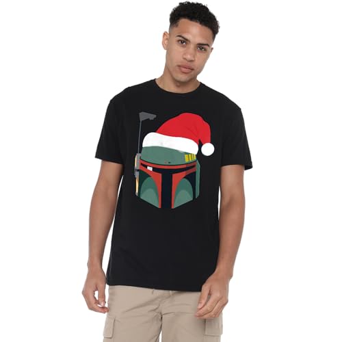 Star Wars Boba Fett Christmas Santa Hat Unisex T Shirt, Black, Small